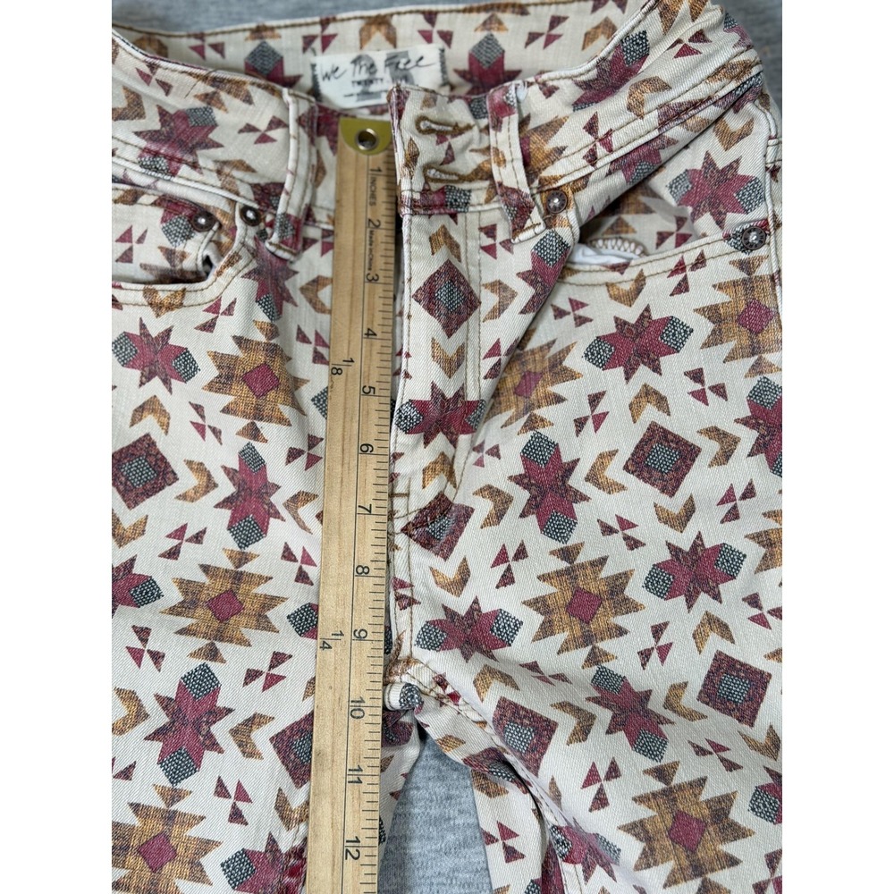 We The Free Jeans Womens 25 Multicolor Skinny Mid Rise Tribal Print Raw Hem‎ - Picture 7 of 14